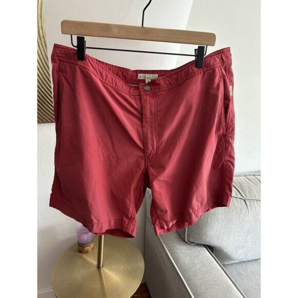 Onia Calder 8" Hybrid Board Shorts Red Net Athletic Water Swim Sports Mens 38
